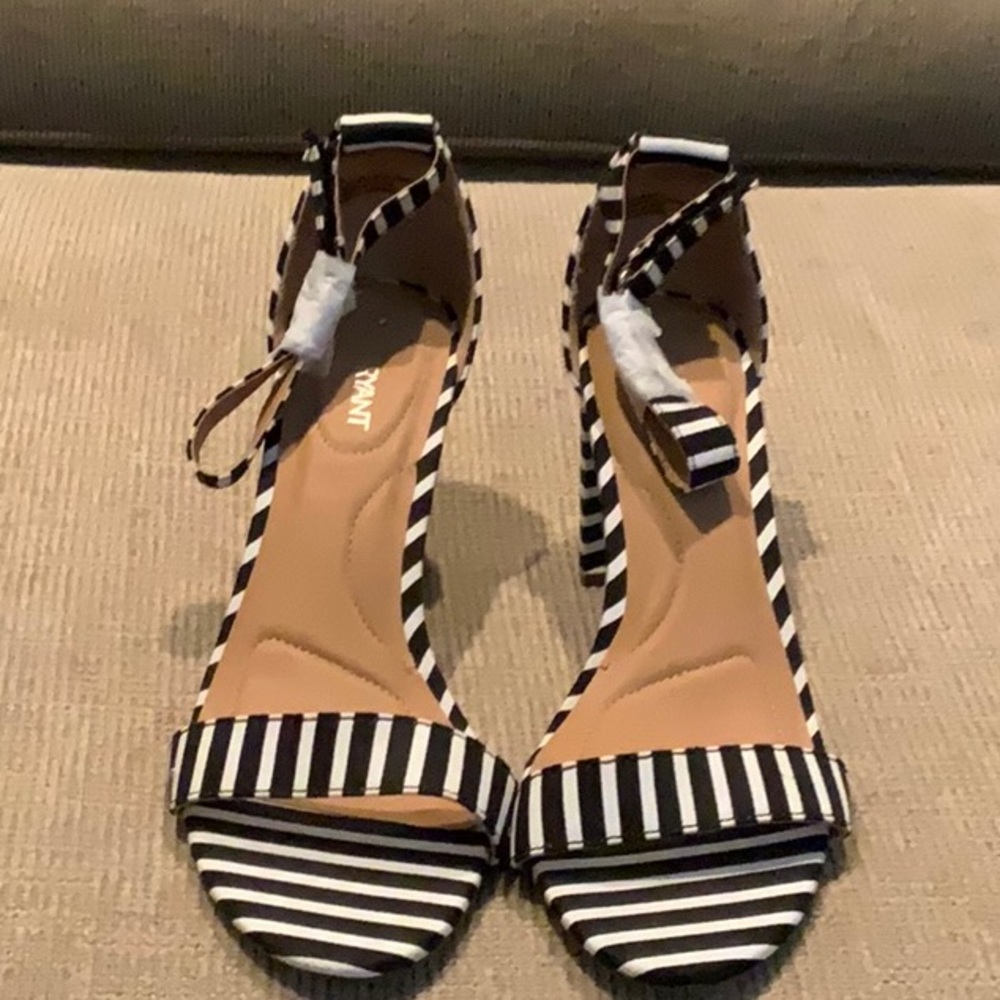 Lane Bryant Strap-block heels, striped.  Women’s size 11W